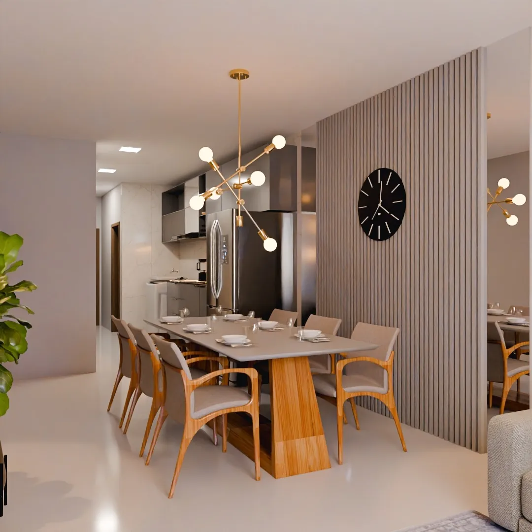 Sala de estar e jantar integradas